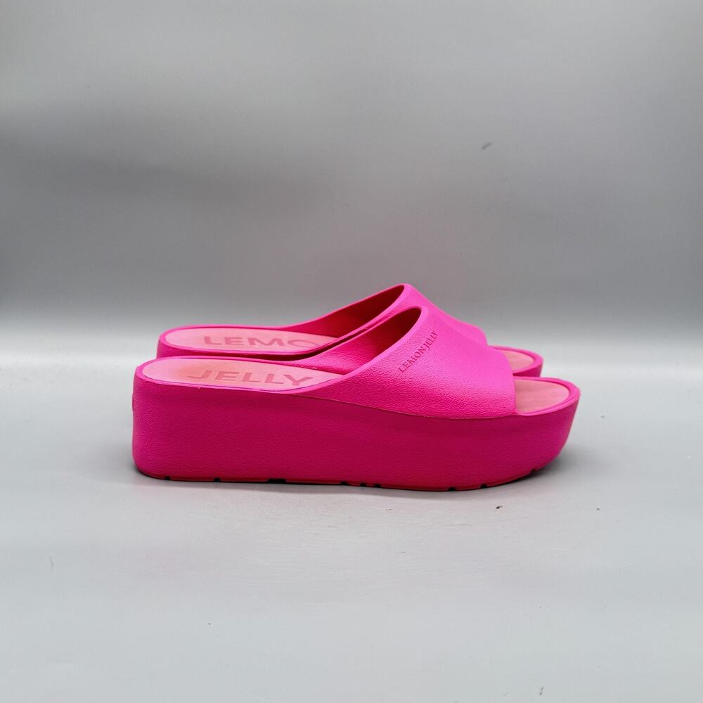 Lemon Jelly Sandals Womens 7.5 Pink Synthetic Platform Wedge Slide Slip On Shoes